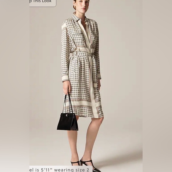 J CREW Tie-waist shirt-dress in foulard print Size 0 NWT $248 CN920